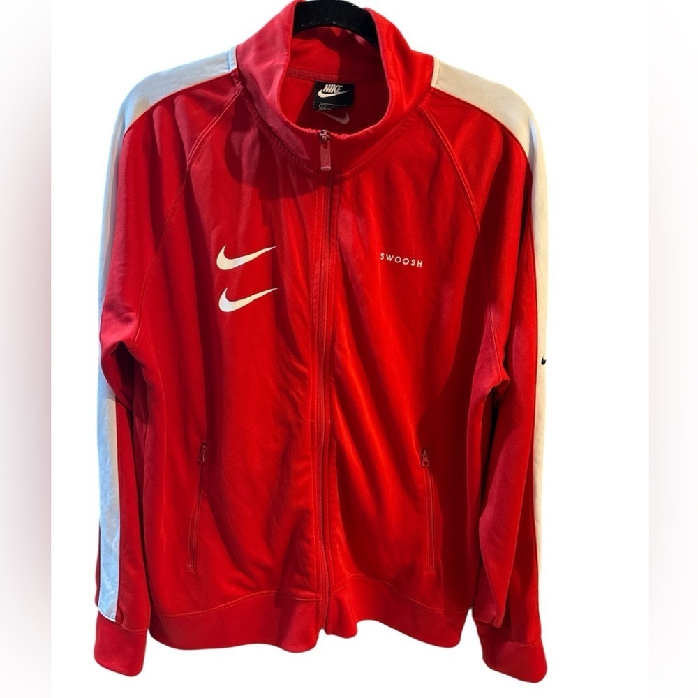 Nike Swoosh Red and White Jacket Sz L